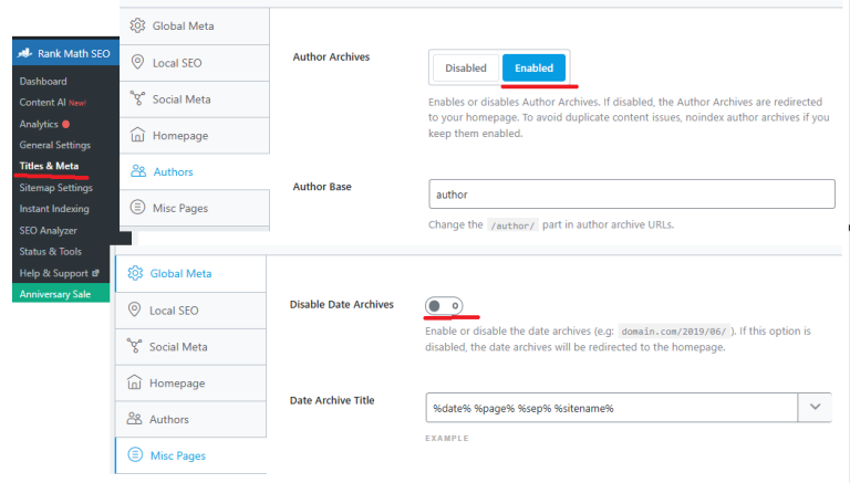 Why does the Archives menu redirect to the main page in WordPress?